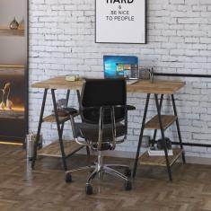 Escrivaninha Cavalete 135cm 4 Prateleiras Estilo Industrial Kuadra