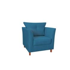 Poltrona Decorativa Isis Pés de Madeira Suede Azul Marinho - MoverShop