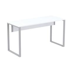 Mesa Escritório P25 Tub Pandin 170 cm (larg) x 70 cm (prof) Tampo Mdp Branco Pé Aço Tubular Cinza