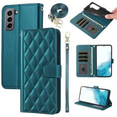 Furiet Capa carteira para Samsung Galaxy S21 5G 6,2 polegadas com alça de pulso, alça de ombro, vários compartimentos para cartões, bolsa fólio, acessórios de couro PU, capa de celular para S 21 21S