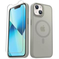 Capa para iPhone 14, capa para iPhone 13, capa magnética fosca com 1 protetor de tela, suporte para Magsafe, capa protetora translúcida fosca fina à prova de choque para iPhone 14/13 de 6,1 polegadas,