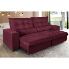 Sofá Retrátil e Reclinável 2,70m Suede Miami - Sofá Casa, Vinho