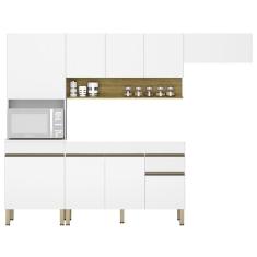 Armário De Cozinha 4 Peças Balcão Sem Tampo 120cm Lina04 K02 Supremo-freijó - Mpozenato