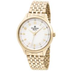 Relógio CHAMPION feminino dourado strass analógico CN24100H