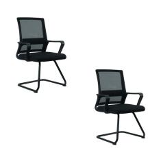 Kit 2 Cadeiras Escritório Fixa Tokyo Preto