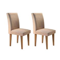 Cadeira Sala de Jantar Grécia Kit 2 Un Imbuia/Linho Bege Turim - Rufato