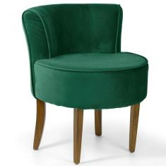 Poltrona Decorativa Sala de Estar Base de Madeira Ayla Veludo Verde - Gran Belo
