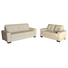 Jogo de Sofá 2 e 3 Lugares Sala de Estar Milão Couro Off White - Gran Belo