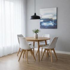 Kit 4 Cadeiras para Sala de Jantar com Base de Madeira Saarinen Cinza 