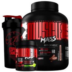 Hipercalórico Muscle Mass + Pré Treino Muscle Pump + Shaker - Baunilha-Unissex