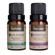Kit 2 Oleos Essenciais Via Aroma Aromaterapia - Menta Piperita e Patchoulli