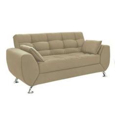conjunto de sofá 2 e 3 lugares larissa suede bege