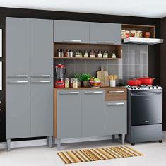 Cozinha Compacta Madesa Emilly Top com Armário e Balcão - Rustic/cinza