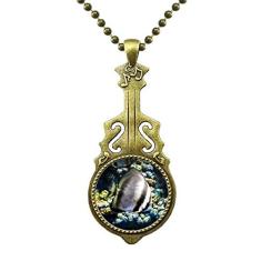 DIYthinker Colar com imagem de natureza de corais de peixe oceano com pingente de música de guitarra antiga