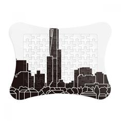Moldura de quebra-cabeça com esboços de arranha-céus da cidade da Austrália, enfeite de jogo de quebra-cabeça