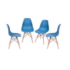 Kit 4 Cadeiras Eames Dkr Base Madeira Or Design Azul Petróleo