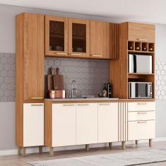 Cozinha Compacta Briz 10 Portas 2 Gavetas Nature e Off White