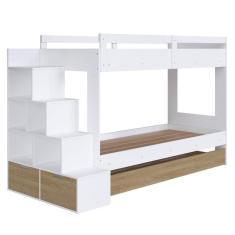 Treliche Infantil com Escada, Nicho e Gaveta Branco e Aveiro