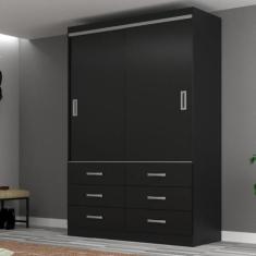 Guarda Roupa Solteiro 2 Portas de Correr 6 Gavetas Veneza Evidência - 