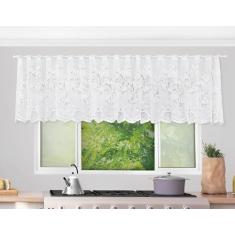 Cortina de Renda Jackard Tulipas 295x60 cm Veneza Beija Flor (Branco)