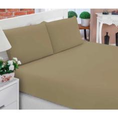 Lençol Casal 3 peças PREMIUM - lençol casal 3 peças micro , caqui, 1,8