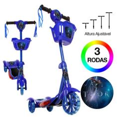 Patinete Thor Marvel 3 Rodas Brinquedo Criança Com Led e Som - Zein