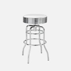 Banqueta De Aço Giratória Panamá Compoarte Cromado/Branco