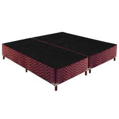 Cama Box Base Universal Queen Sommier Rústico Bordado Wine (158x198x30) - Paropas