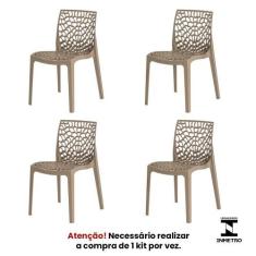 Kit 4 Cadeiras Gruvyer Nude Sala Cozinha Jantar - Waw Design
