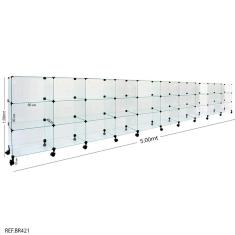 Balcão de Atendimento Modulado em Vidro com Rodízios - 5,00 x 1,00 x 0,40