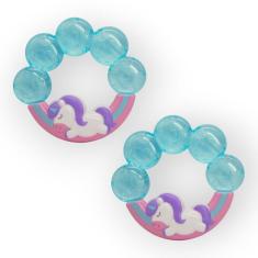 Kit 2 Mordedores Infantil Argola Agua Textura Macia