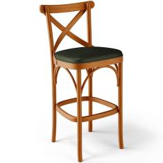 Banqueta Alta Cozinha Bancada Bar Sala de Jantar Estofada Ávila L02 Couríssimo Verde Musgo - Lyam