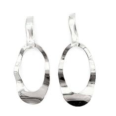 Brinco Pendulo Amassado Pendurado Folheado A Ródio