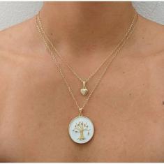 Colar Duplo Árvore Da Vida Folheado A Ouro 18K