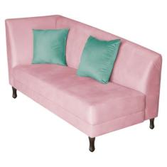 Divã Recamier Heitor 160cm com Almofada Lado Direito Suede - Doce Sonh