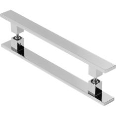 Puxador De Porta Pivotante Barra Chata Duplo Cromado 50cm