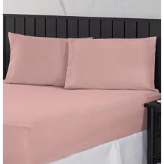 Jogo de Cama Casal King 400 Fios Percal 03 Peças Com Barra, Antiácaro, Anti-pilling com Toque Macio - Rose