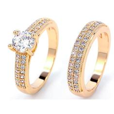 Genérico Anel Duplo Cravejado Ouro 18k Ródio Branco