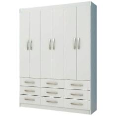 Guarda Roupa Casal 6 Portas 9 Gavetas Cor Branco