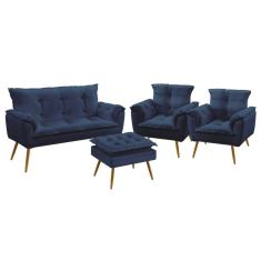 Namoradeira e 2 Poltronas Beta com Puff Lunar Sued Aradecor