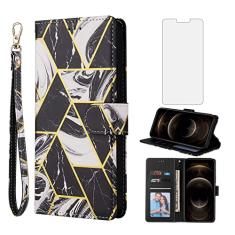 Asuwish Compatível com iPhone 12 Mini 5.4 Capa carteira de vidro temperado protetor de tela de couro flip suporte para cartão capa de celular para iPhone12mini 5G i 12s iPhone12 12mini mulheres homens