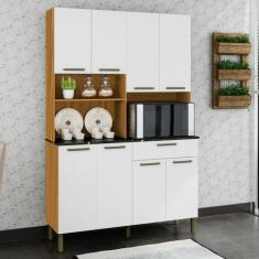 Cozinha Compacta Tannat Gold 8 Portas 1 Gaveta Ronipa, Amêndoa com Bra