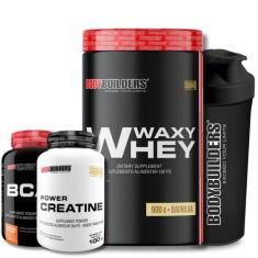 KIT Waxy Whey 900g + BCAA 100g + POWER Creatina 100g + Coqueteleira - 