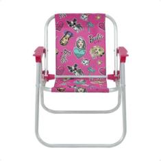Cadeira de Praia Infantil em Alumínio Barbie Bel (P55) 025210, Rosa