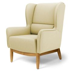 Poltrona Decorativa Para Sala de Estar Milena D02 Base de Madeira Corano Bege C-26 - Lyam Decor