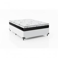 Cama Box Casal 138 Branco Com Colchão D33 One Face Bello Box 58x138x188