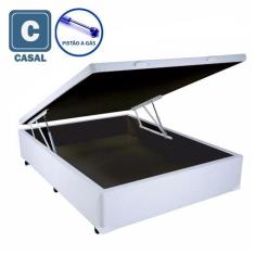 Cama Box Baú Casal Em Cinza Com Pistão A Gás - 138x188