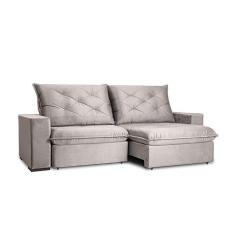 sofá 4 lugares retrátil e reclinável living premier veludo cinza 250 cm
