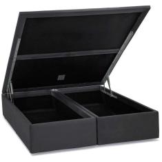 Base Box Casal 39cmx138cmx188cm com Baú Ortobom Cinza