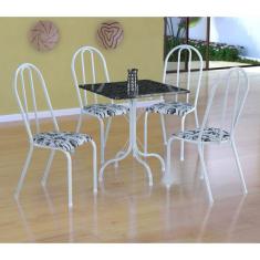 Conjunto de Mesa Malaga com 4 Cadeiras Alicante Branco e Branco Floral